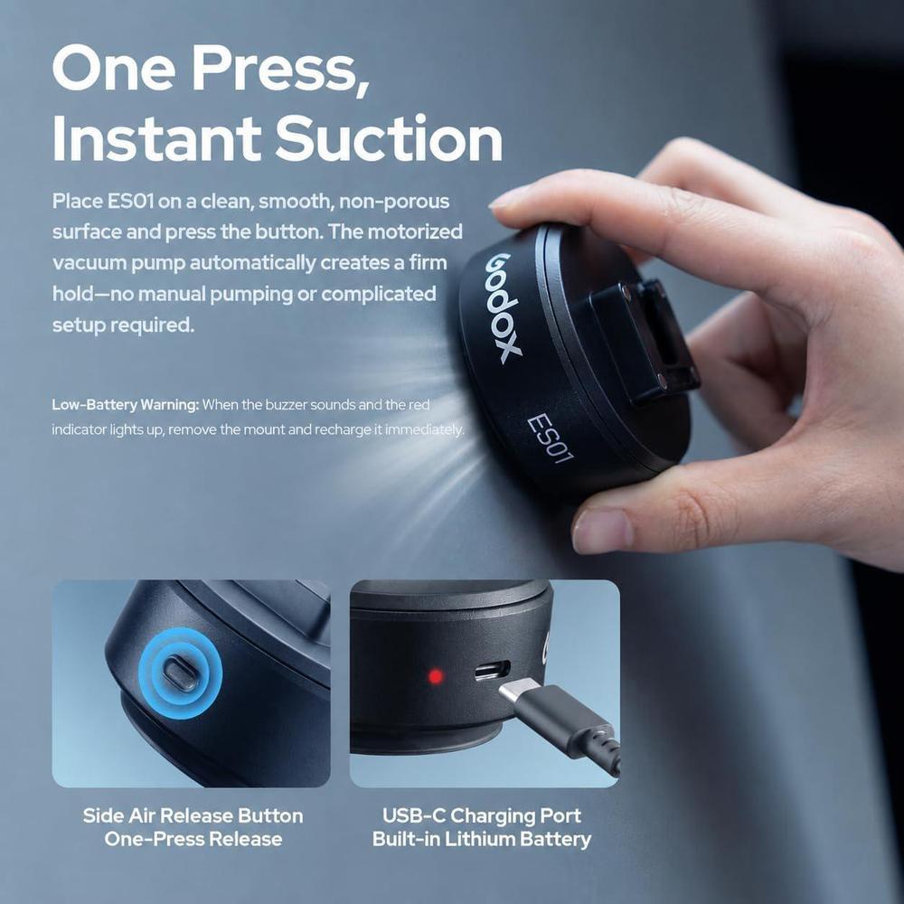 Godox ES01 Dudukan Penghisap V - Photography Lighting Description ulasan dan harga